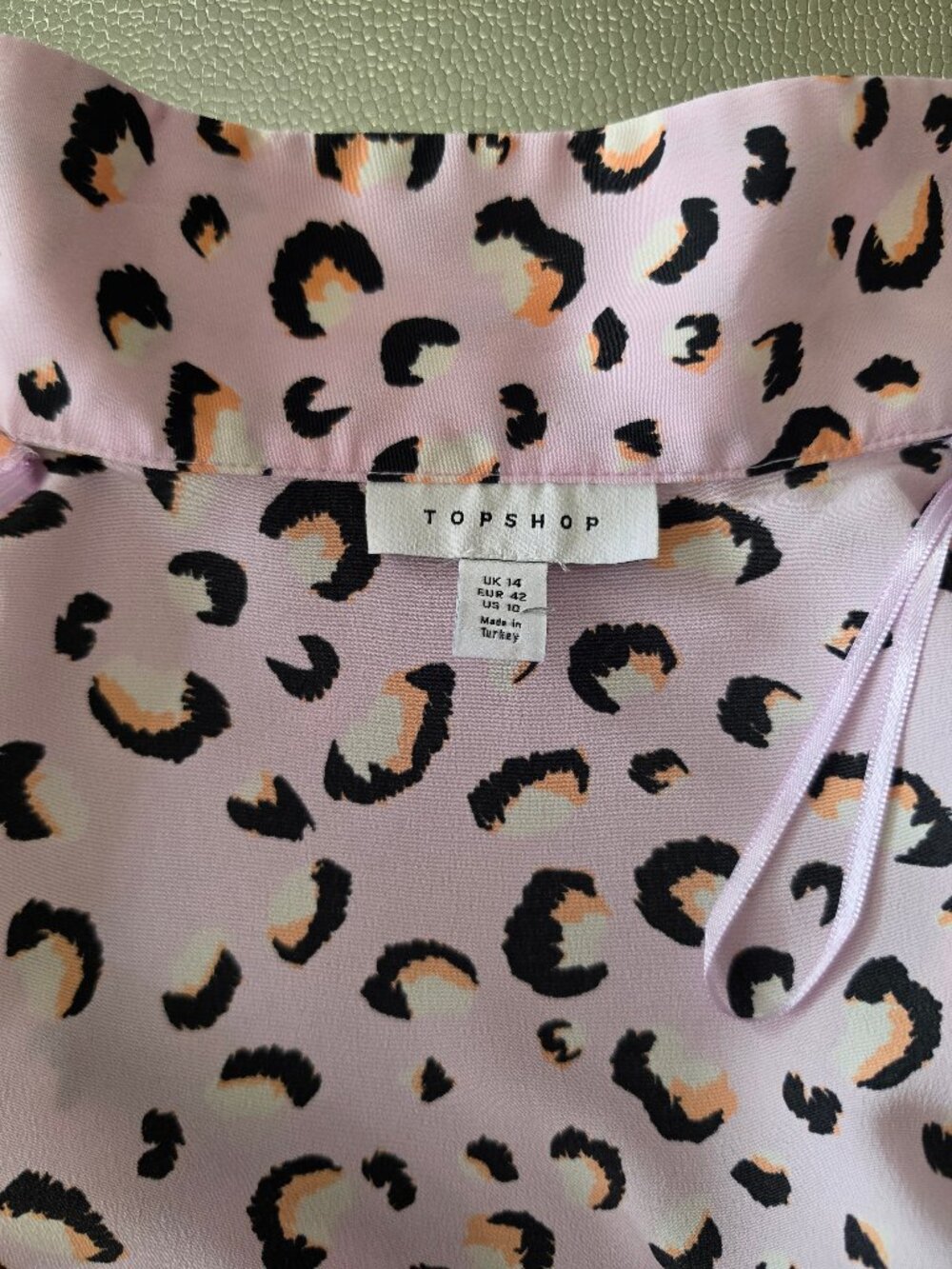 Topshop Pink Leopard Print Balloon Sleeve Blouse US 10 - Picture 14 of 16